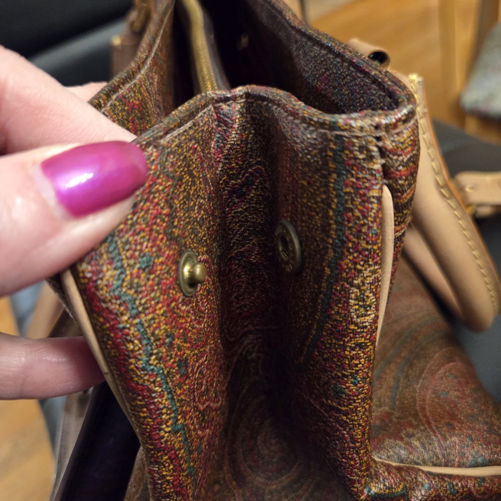 Authentic ETRO Purse Bag Paisley Shoulder Coated Canvas Leather - Picture 10 of 16
